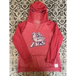 VTG Y2k Distressed Women Size M GONZAGA Bulldogs Faded Red Hoodie Sweatshirt